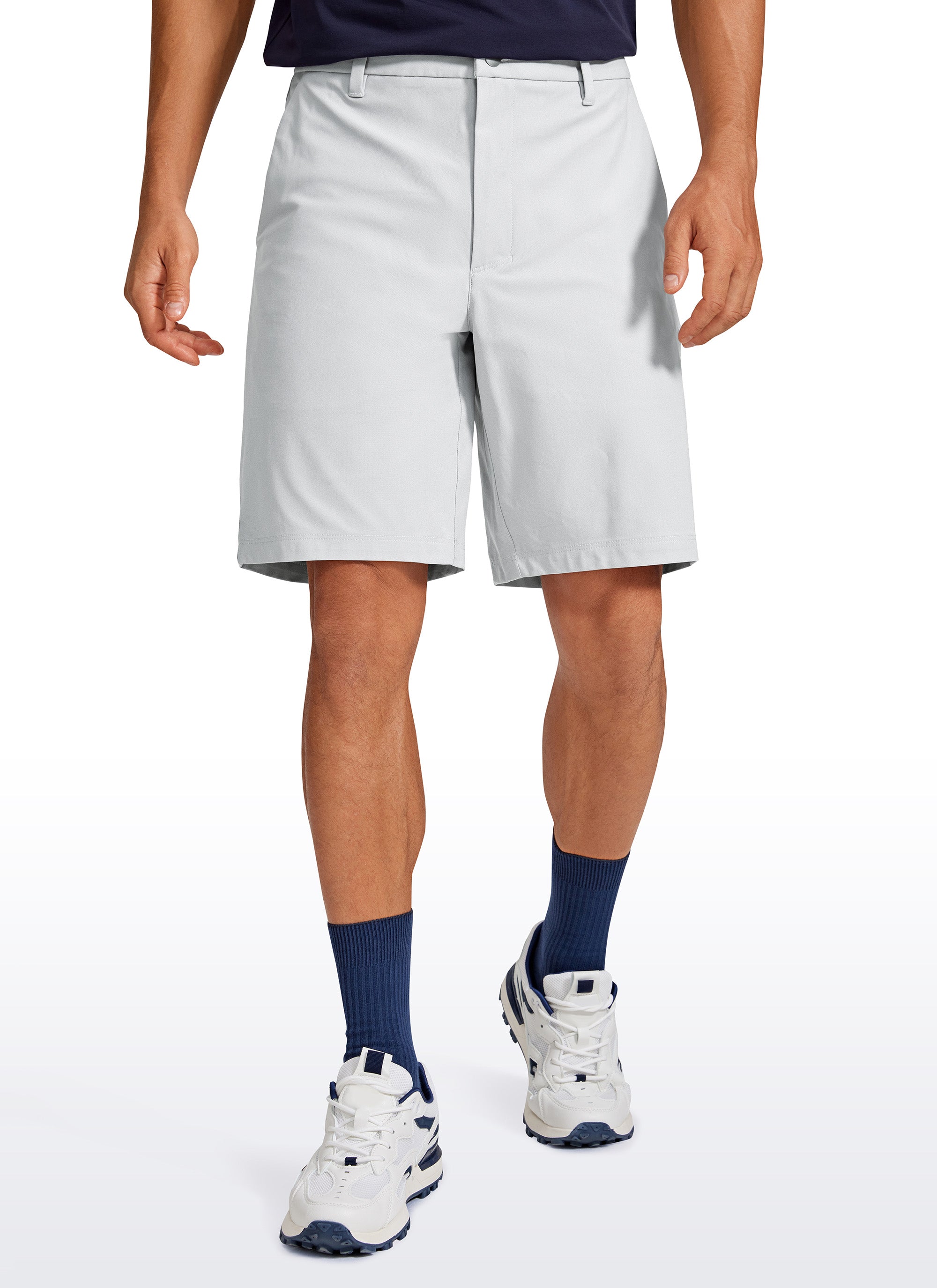 CRZ YOGA Men's Work Classic Fit All-Day Comfort Golf Shorts Pocket 9'' Platinum Grey
