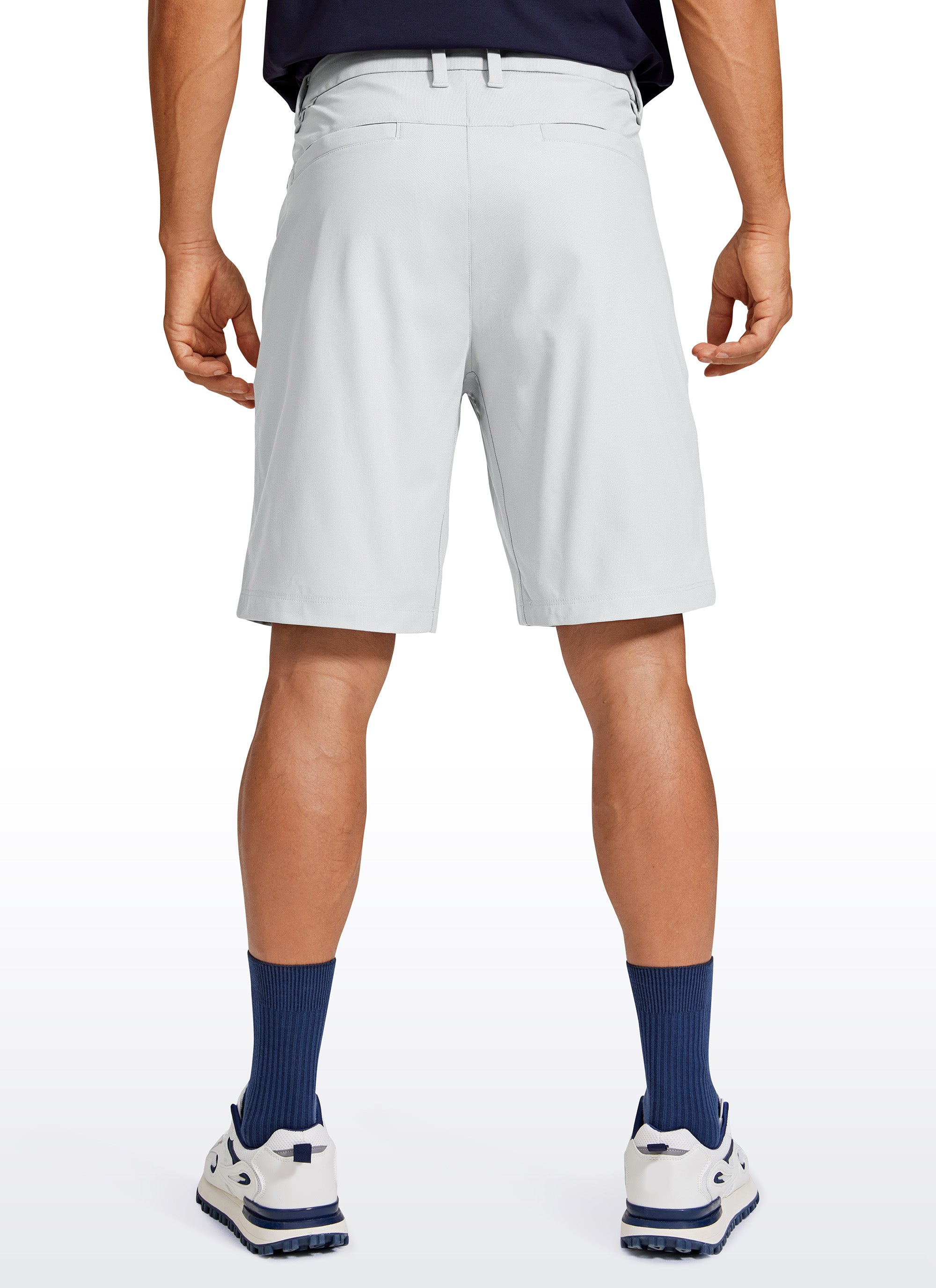 CRZ YOGA Men's Work Classic Fit All-Day Comfort Golf Shorts Pocket 9'' Platinum Grey
