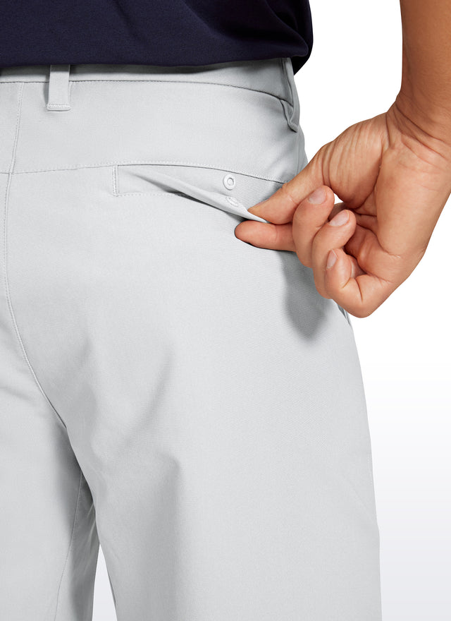CRZ YOGA Men's Work Classic Fit All-Day Comfort Golf Shorts Pocket 9'' Platinum Grey @model_info:Aleeksei