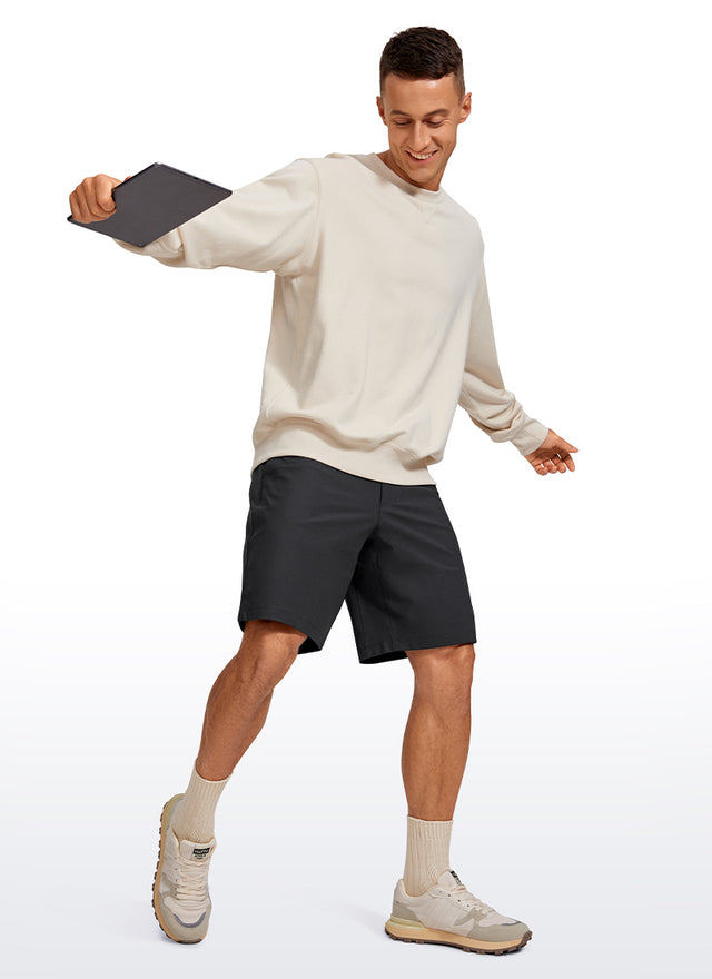 CRZ YOGA Men's Work Classic Fit All-Day Comfort Golf Shorts Pocket 9'' Ink Gray @model_info:A