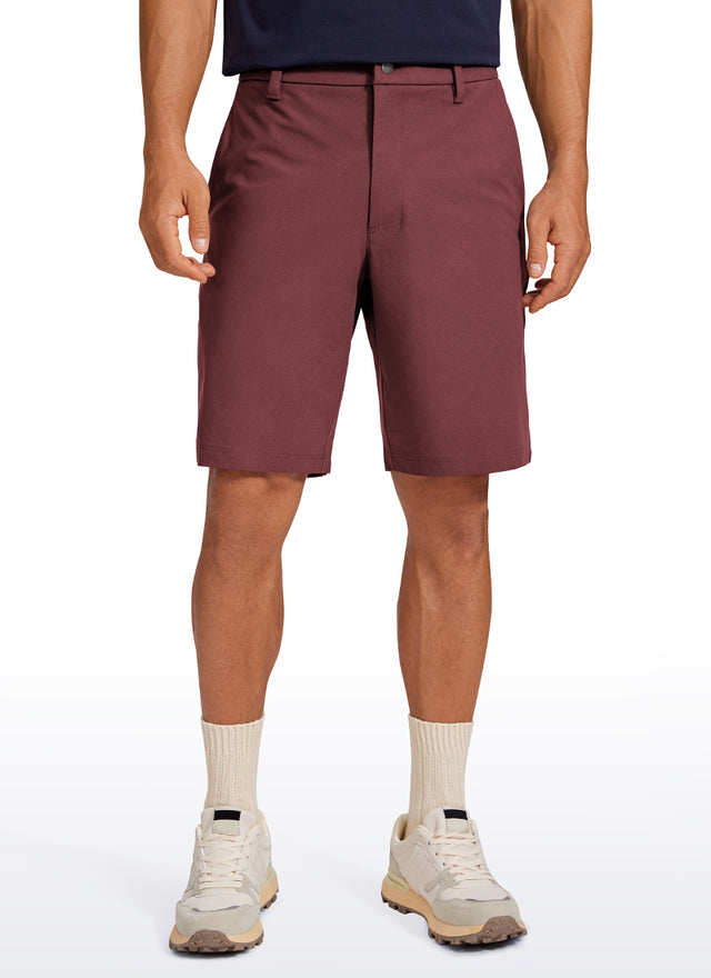 CRZ YOGA Men's Work Classic Fit All-Day Comfort Golf Shorts Pocket 9'' Saddle Brown