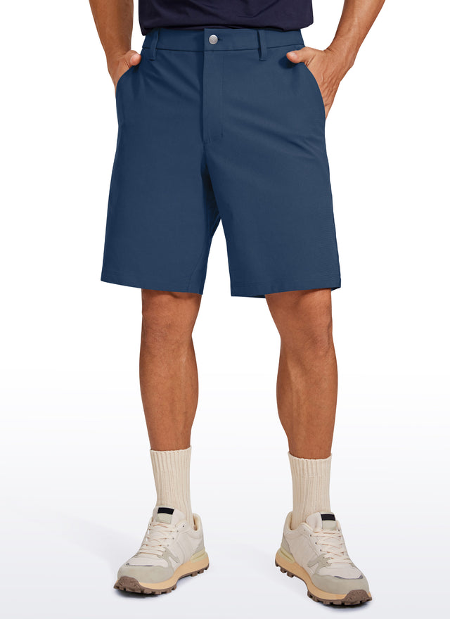 CRZ YOGA Men's Work Classic Fit All-Day Comfort Golf Shorts Pocket 9'' Electric Blue