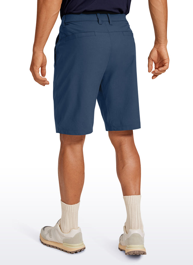 CRZ YOGA Men's Work Classic Fit All-Day Comfort Golf Shorts Pocket 9'' Electric Blue @model_info:Aleeksei