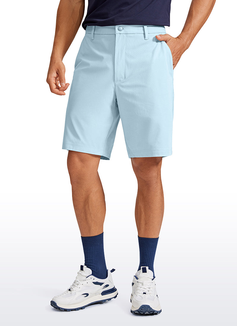 CRZ YOGA Men's Work Classic Fit All-Day Comfort Golf Shorts Pocket 9'' Chambray Blue