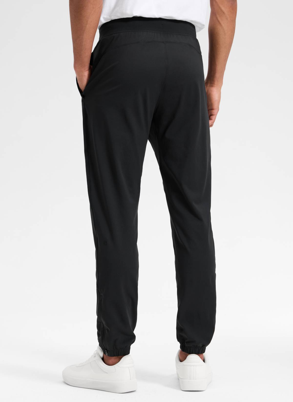 CRZ YOGA Men's Run Slim Fit On the Travel Joggers 30''- Ankle Zipper Black