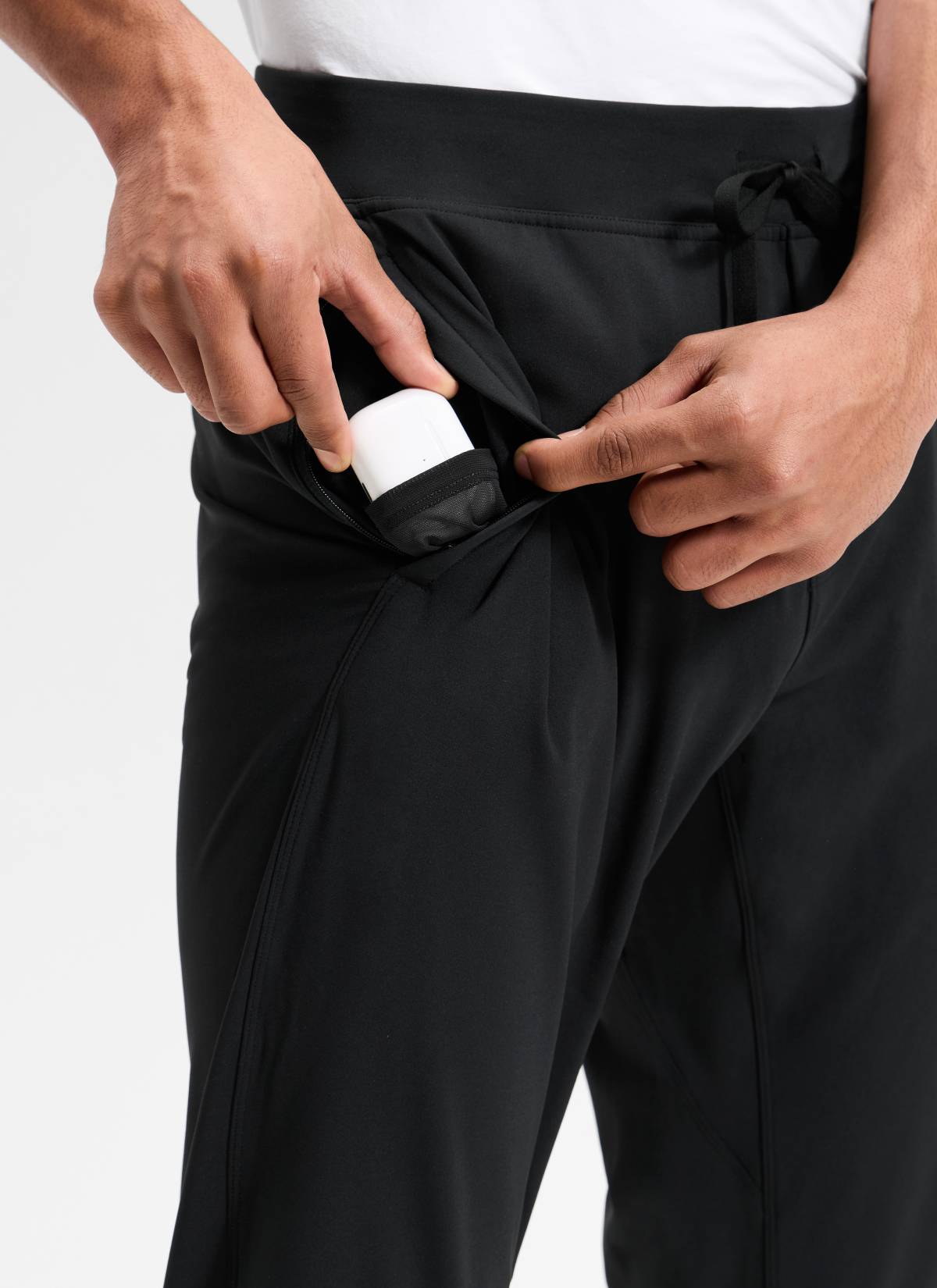 CRZ YOGA Men's Run Slim Fit On the Travel Joggers 30''- Ankle Zipper Black