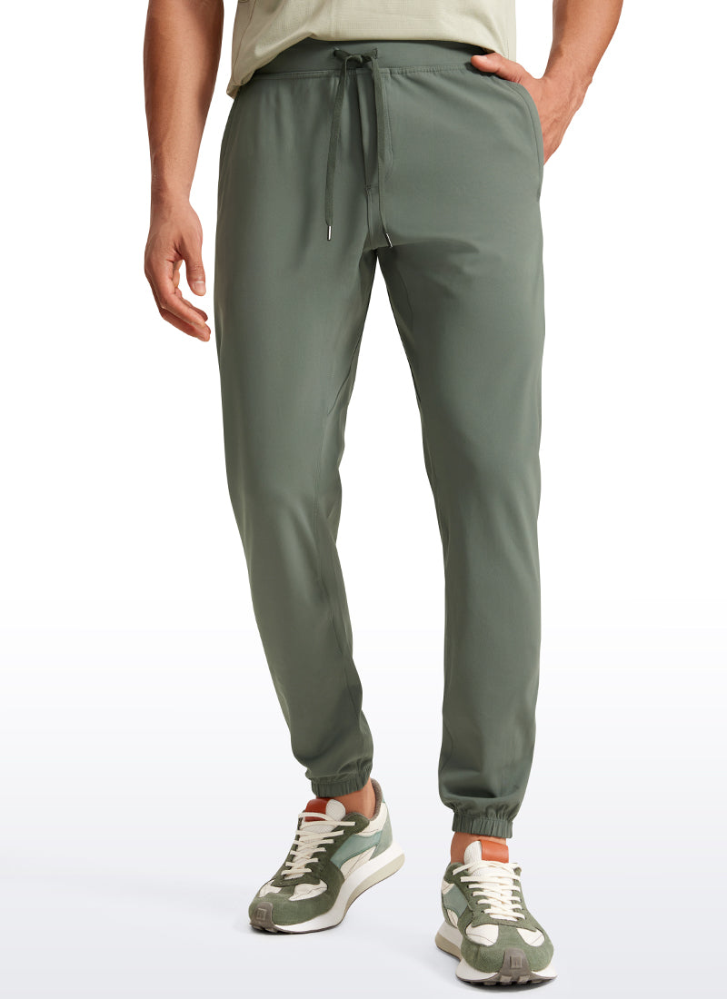 CRZ YOGA Men's Run Slim Fit On the Travel Joggers 30''- Ankle Zipper Grey Sage