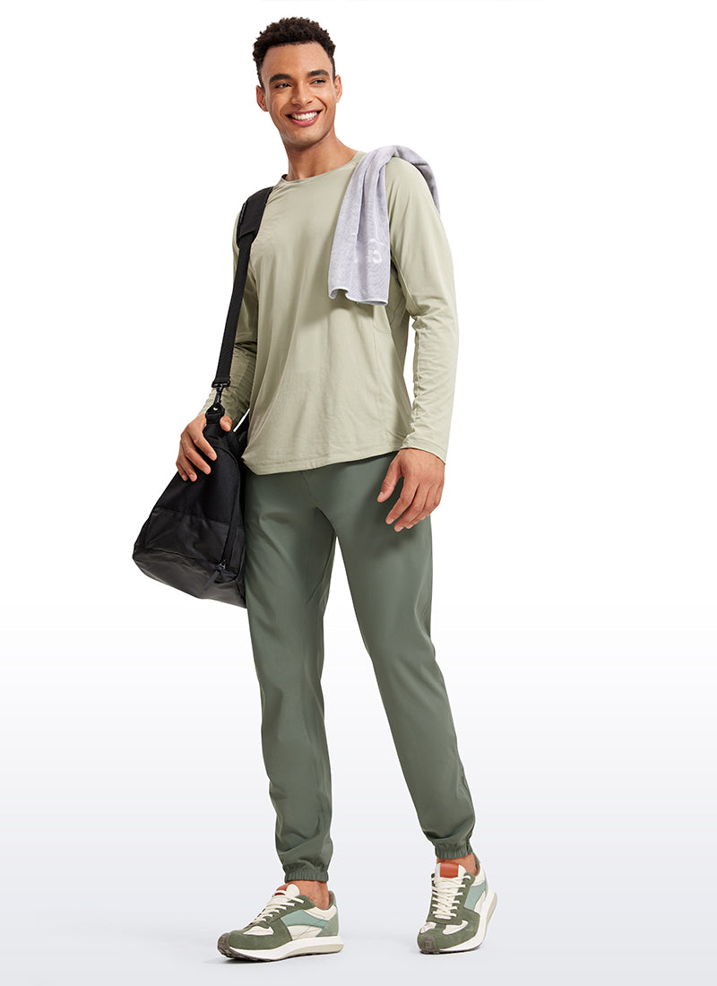 CRZ YOGA Men's Run Slim Fit On the Travel Joggers 30''- Ankle Zipper Grey Sage