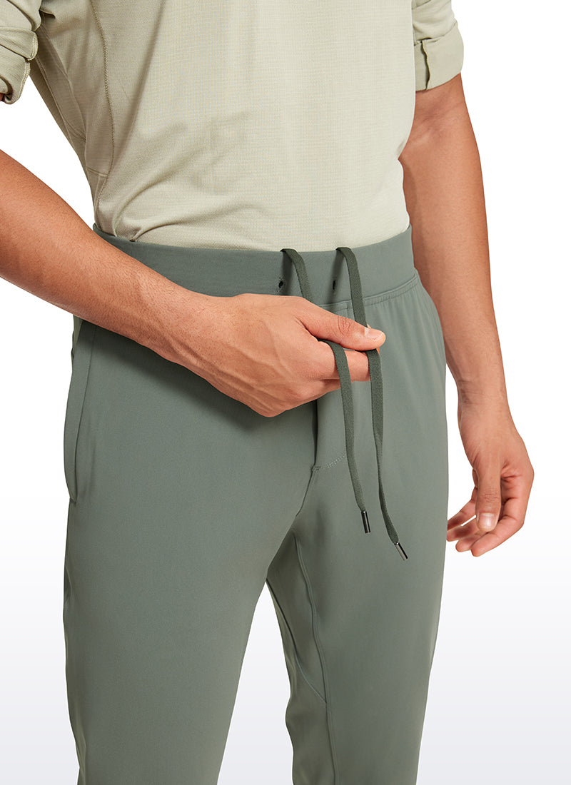 CRZ YOGA Men's Run Slim Fit On the Travel Joggers 30''- Ankle Zipper Grey Sage @model_info:Jhony
