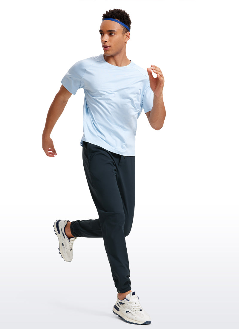 CRZ YOGA Men's Run Slim Fit On the Travel Joggers 30''- Ankle Zipper True Navy
