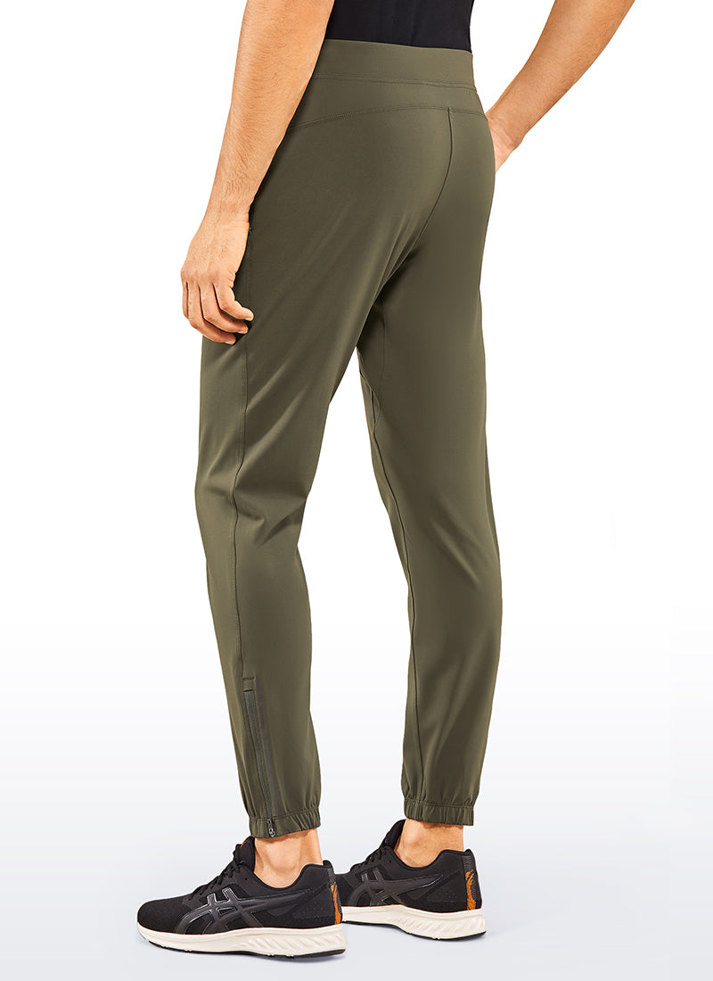 CRZ YOGA Men's Run Slim Fit On the Travel Joggers 30''- Ankle Zipper Dark Olive