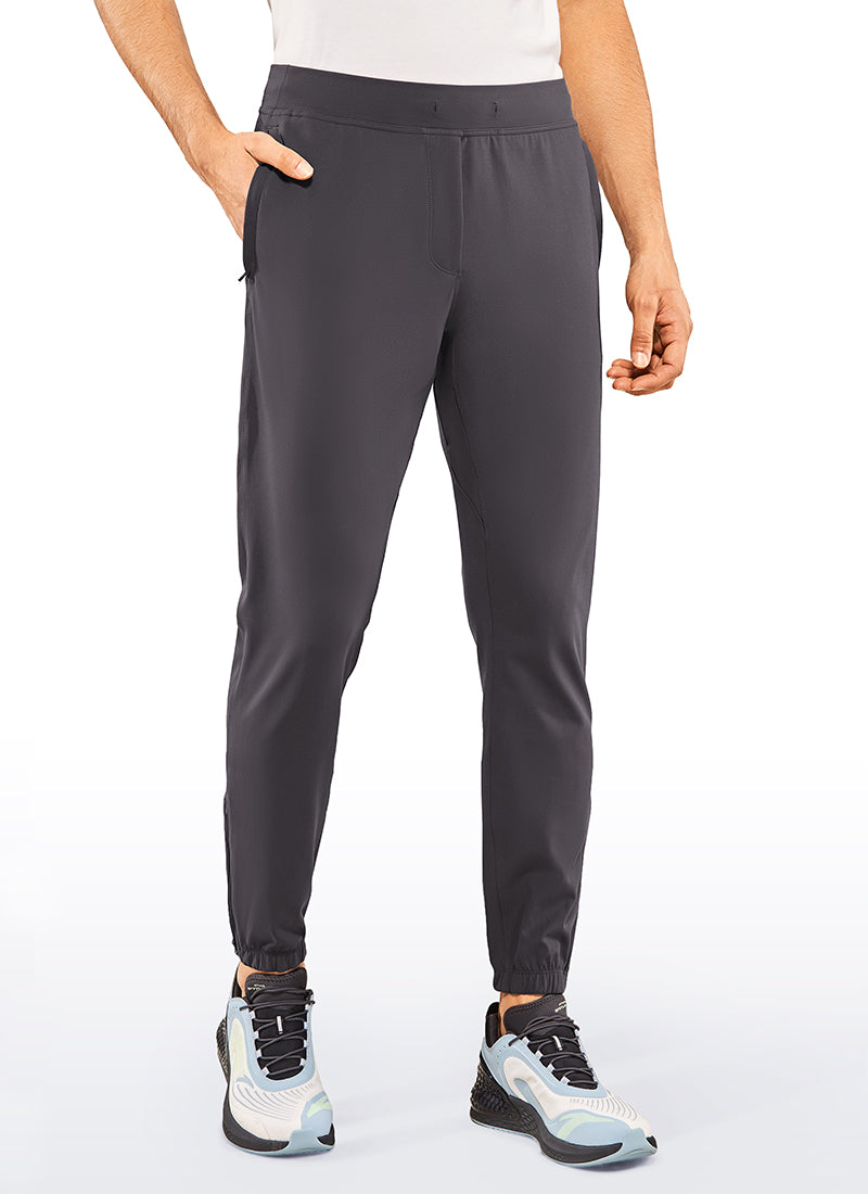 CRZ YOGA Men's Run Slim Fit On the Travel Joggers 30''- Ankle Zipper Ink Gray @model_info:L
