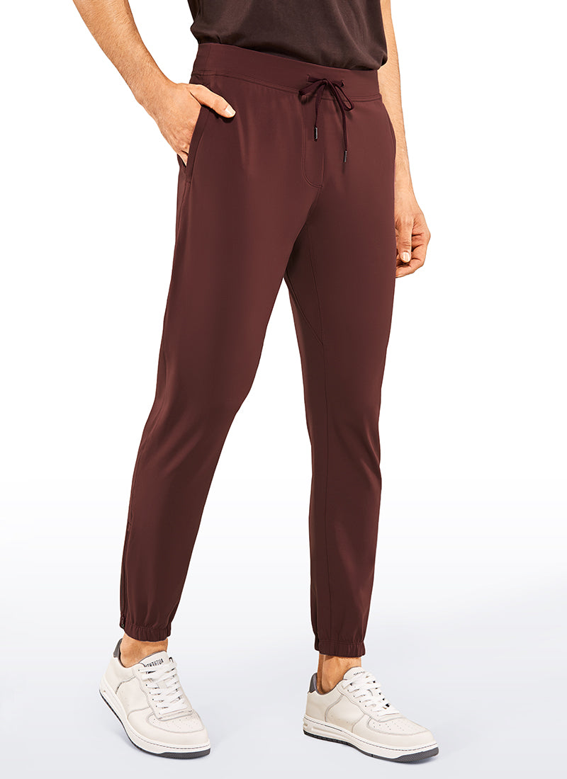 CRZ YOGA Men's Run Slim Fit On the Travel Joggers 30''- Ankle Zipper Dark Red 2 @model_info:L