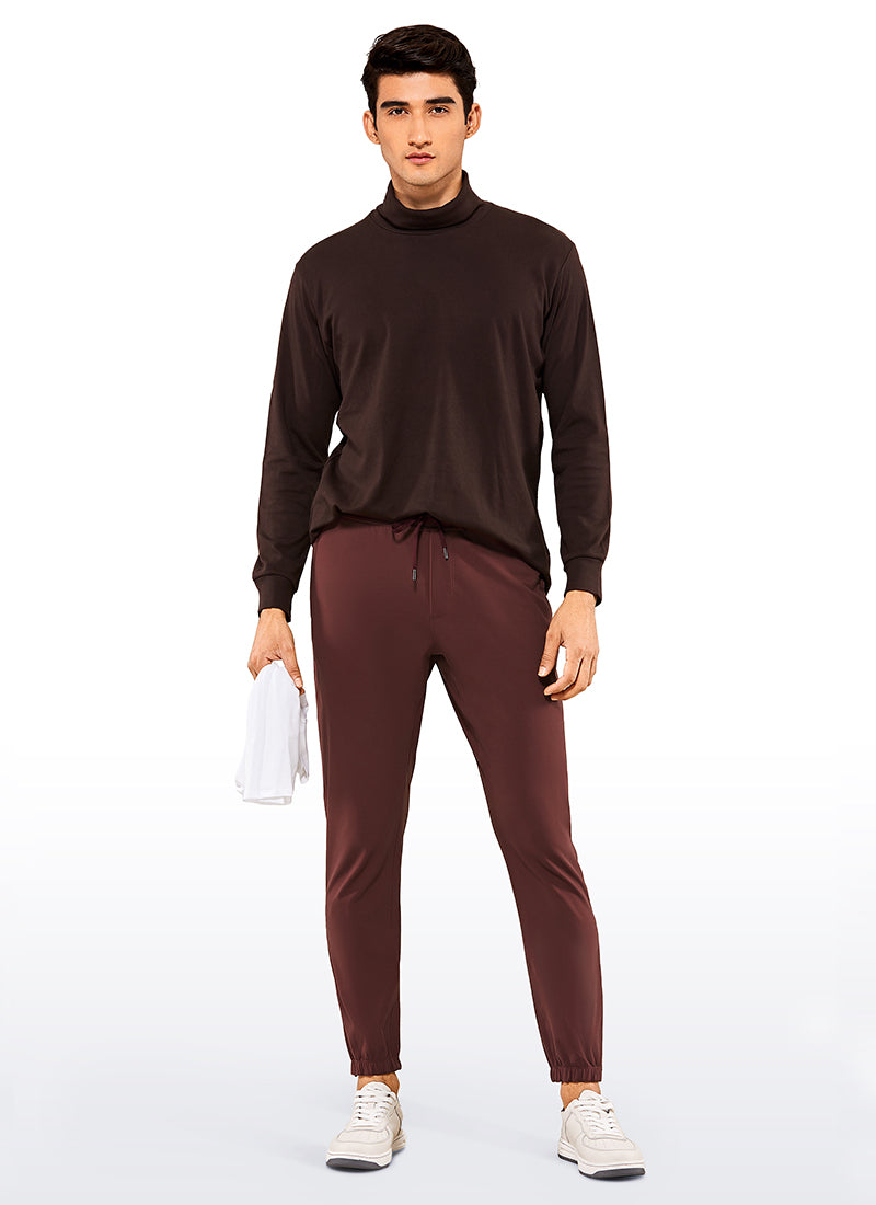 CRZ YOGA Men's Run Slim Fit On the Travel Joggers 30''- Ankle Zipper Dark Red 2 @model_info:L