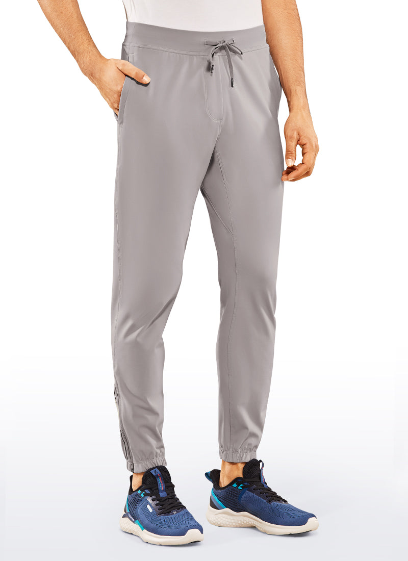 CRZ YOGA Men's Run Slim Fit On the Travel Joggers 30''- Ankle Zipper Gull Gray @model_info:L