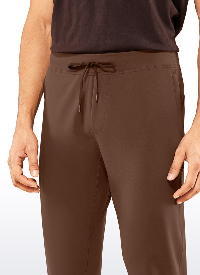 CRZ YOGA Men's Run Slim Fit On the Travel Joggers 30''- Ankle Zipper Dark Brown @model_info:LUC