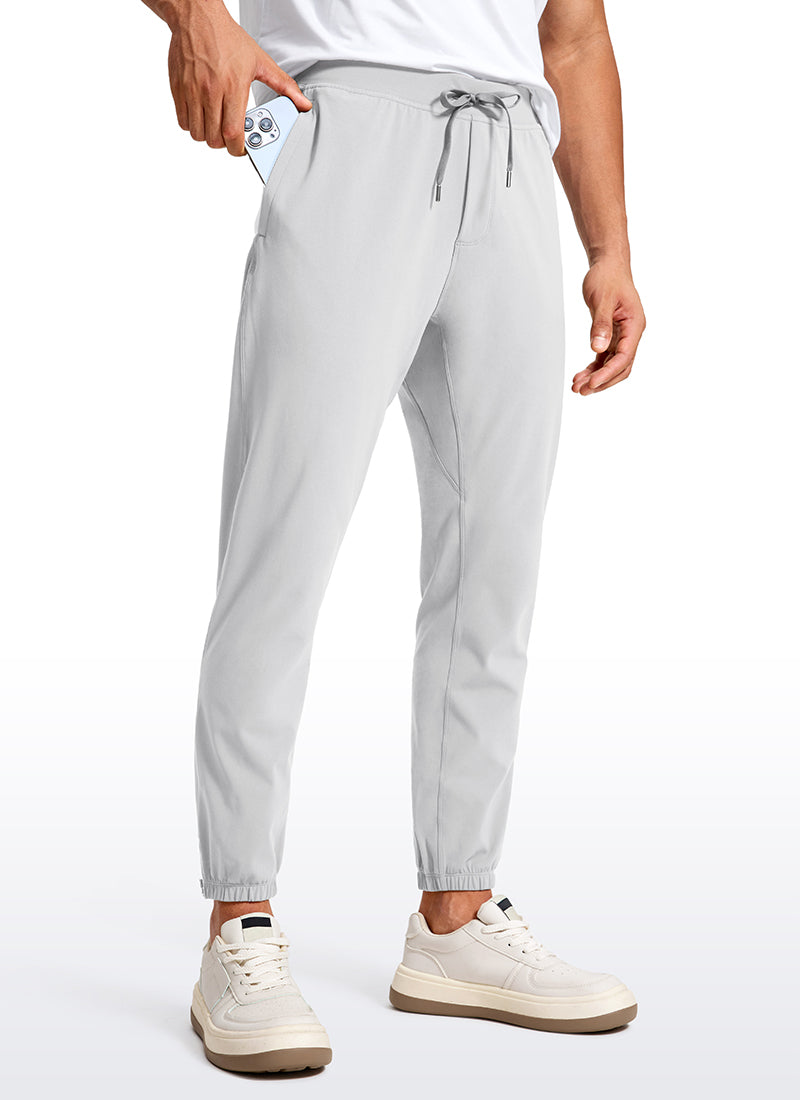 CRZ YOGA Men's Run Slim Fit On the Travel Joggers 28''- Ankle Zipper Platinum Grey