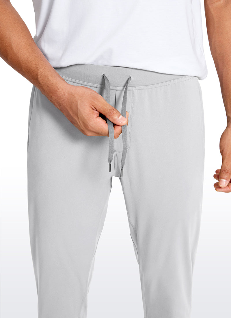 CRZ YOGA Men's Run Slim Fit On the Travel Joggers 28''- Ankle Zipper Platinum Grey