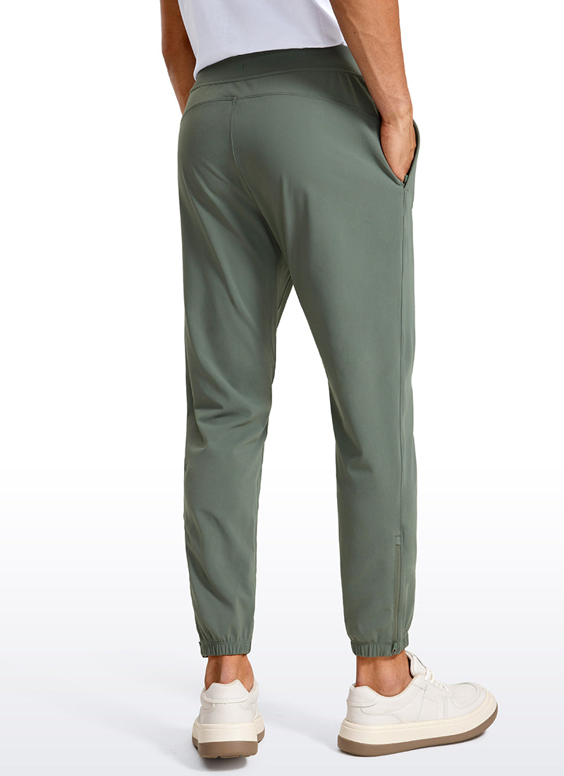 CRZ YOGA Men's Run Slim Fit On the Travel Joggers 28''- Ankle Zipper Grey Sage @model_info:Jhony