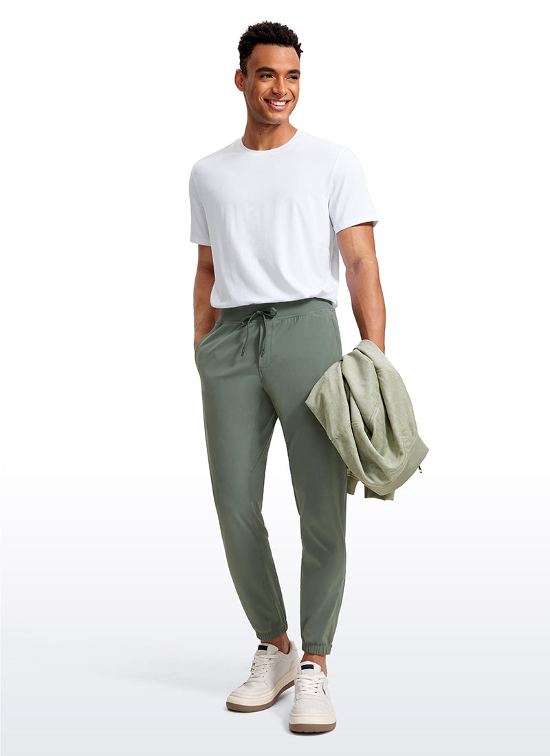 CRZ YOGA Men's Run Slim Fit On the Travel Joggers 28''- Ankle Zipper Grey Sage @model_info:Jhony