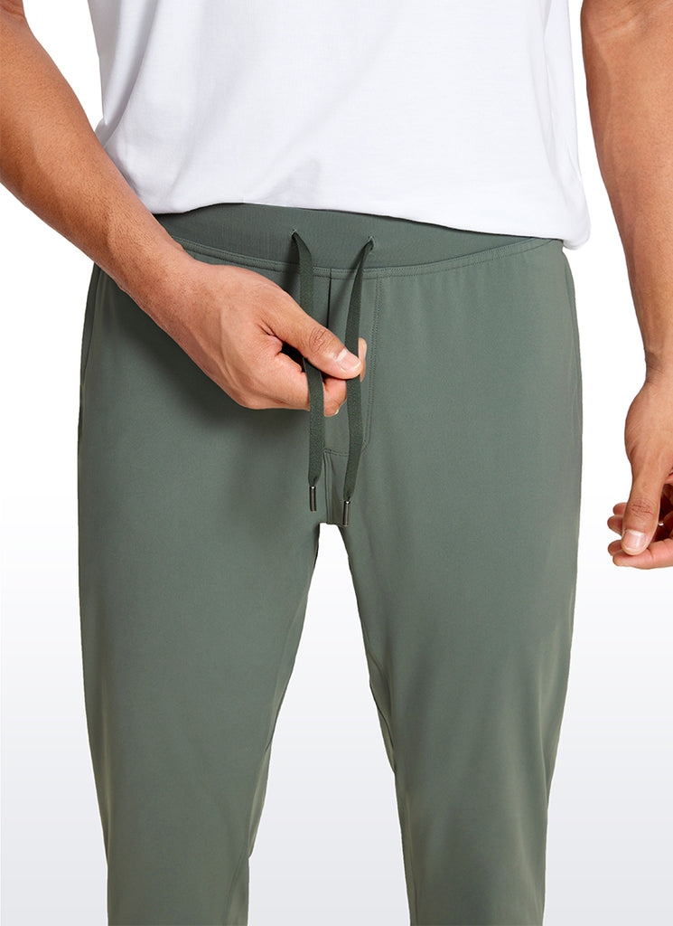 CRZ YOGA Men's Run Slim Fit On the Travel Joggers 28''- Ankle Zipper Grey Sage