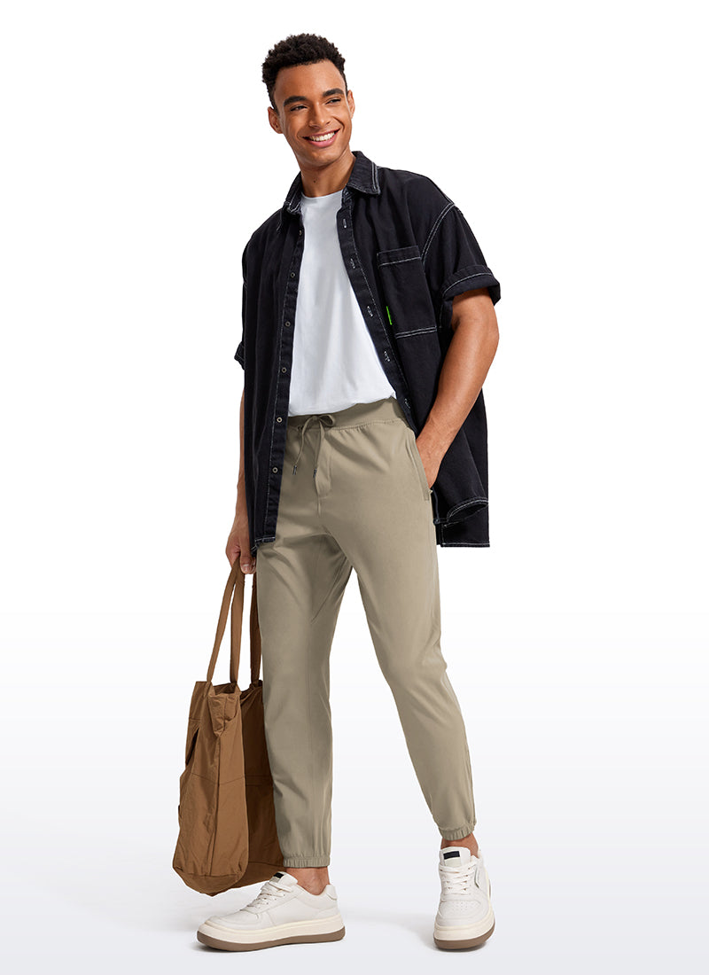 CRZ YOGA Men's Run Slim Fit On the Travel Joggers 28''- Ankle Zipper Khali Barley