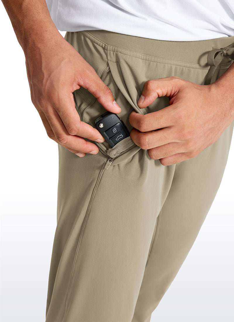 CRZ YOGA Men's Run Slim Fit On the Travel Joggers 28''- Ankle Zipper Khali Barley @model_info:Jhony