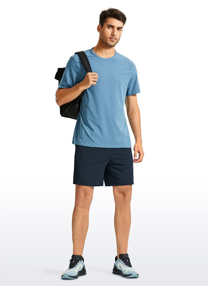 CRZ YOGA Men's Train Relaxed Fit On the Travel Linerless Shorts 7'' True Navy @model_info:M