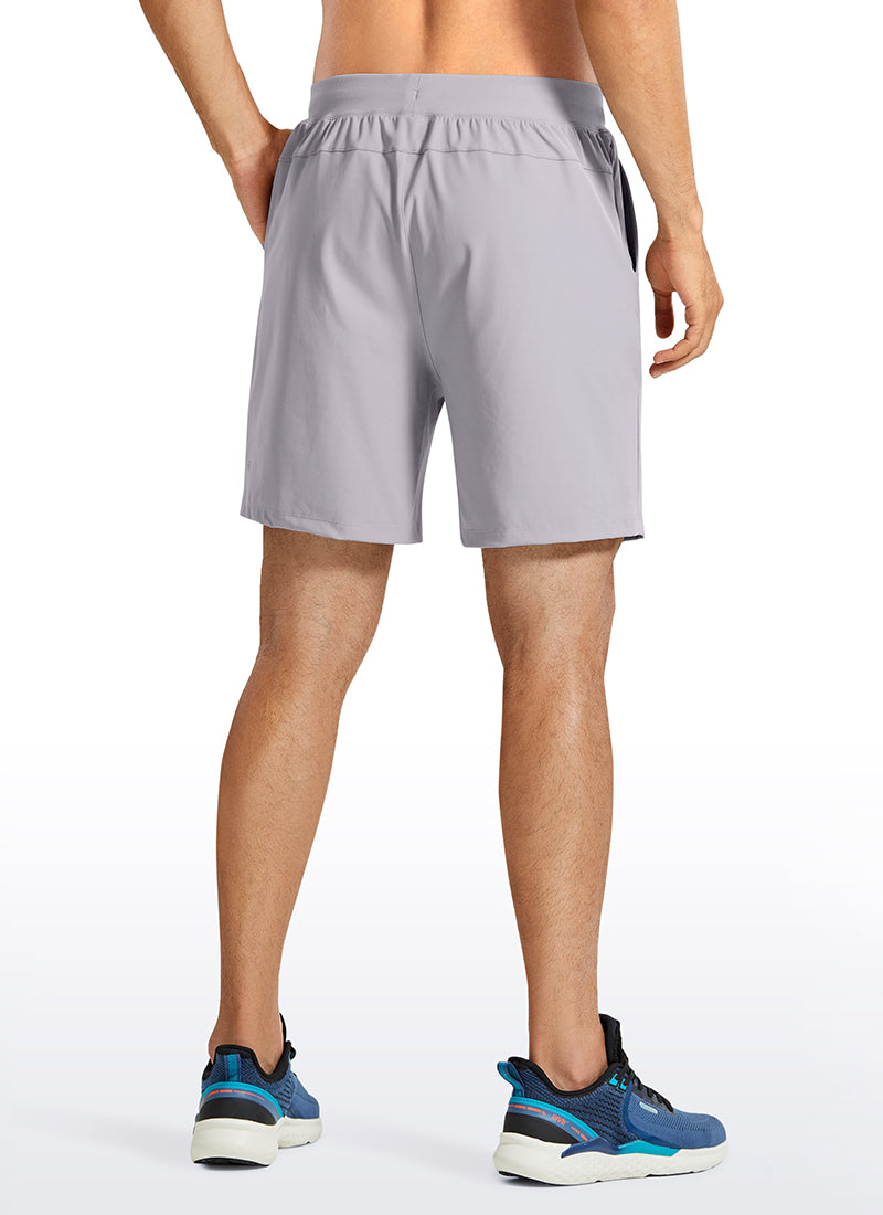 CRZ YOGA Men's Train Relaxed Fit On the Travel Linerless Shorts 7'' Gull Gray @model_info:M