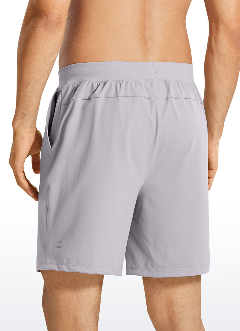 CRZ YOGA Men's Train Relaxed Fit On the Travel Linerless Shorts 7'' Gull Gray @model_info:M