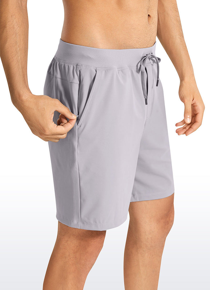 CRZ YOGA Men's Train Relaxed Fit On the Travel Linerless Shorts 7'' Gull Gray @model_info:M