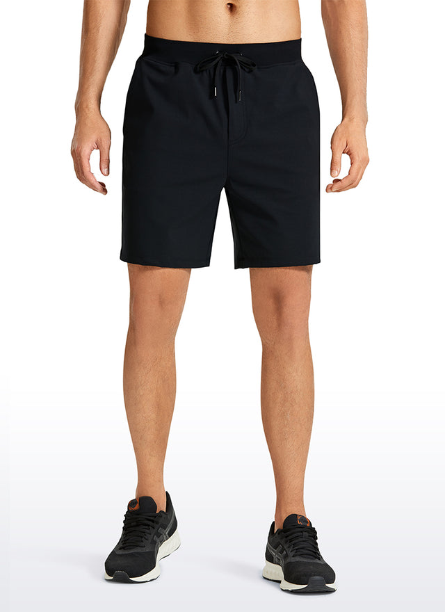 CRZ YOGA Men's Train Relaxed Fit On the Travel Linerless Shorts 7'' Black @model_info:M