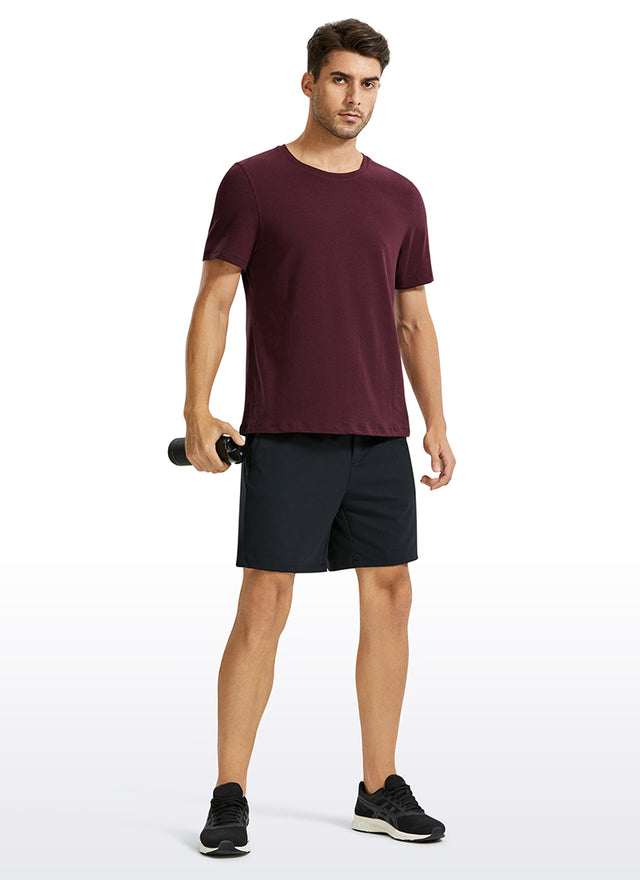 CRZ YOGA Men's Train Relaxed Fit On the Travel Linerless Shorts 7'' Black @model_info:M