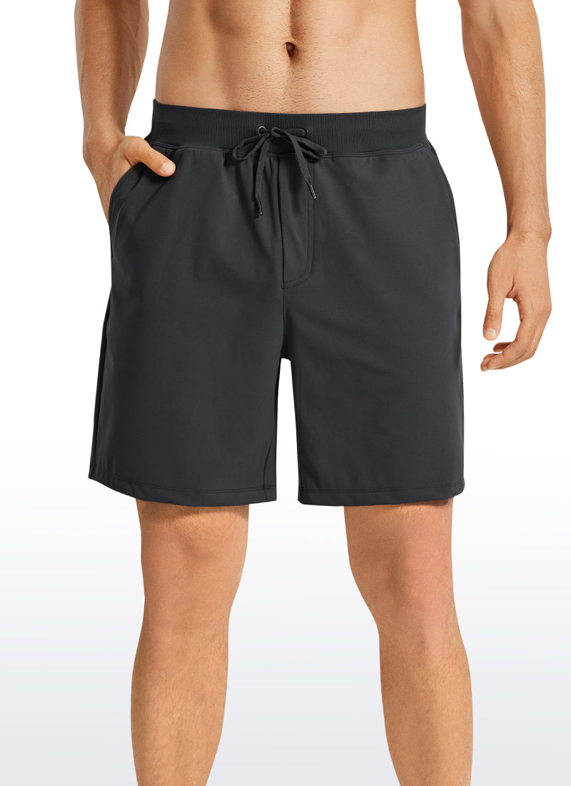 CRZ YOGA Men's Train Relaxed Fit On the Travel Linerless Shorts 7'' Ink Gray