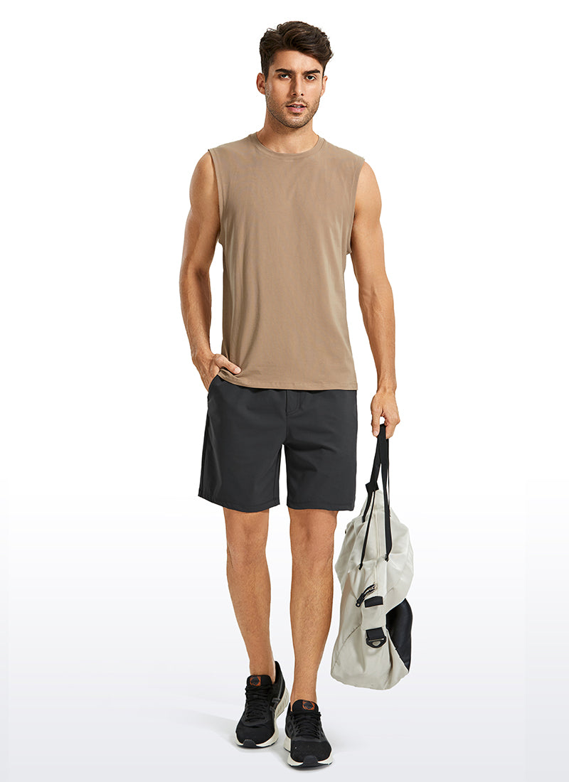 CRZ YOGA Men's Train Relaxed Fit On the Travel Linerless Shorts 7'' Ink Gray