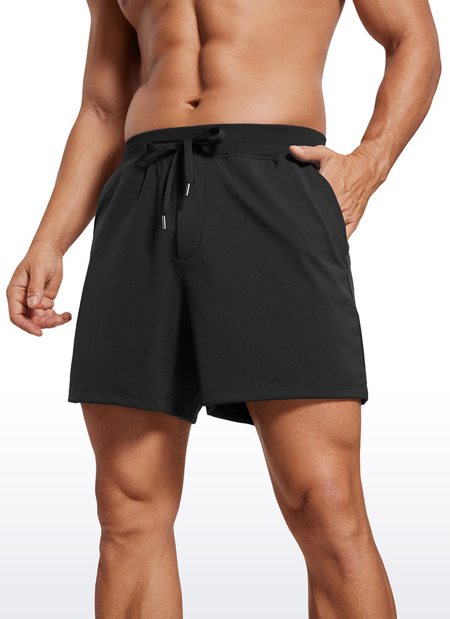 CRZ YOGA Men's Train Relaxed Fit On the Travel Linerless Shorts 5'' Black