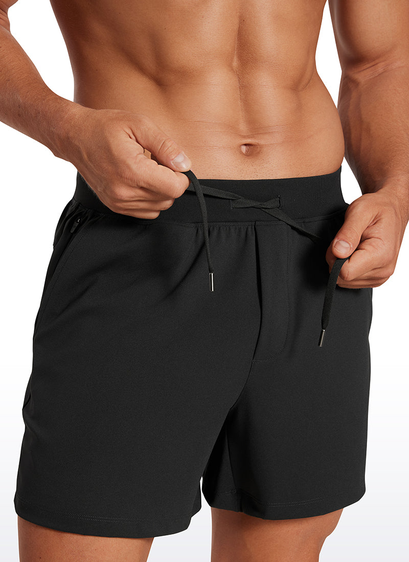 CRZ YOGA Men's Train Relaxed Fit On the Travel Linerless Shorts 5'' Black