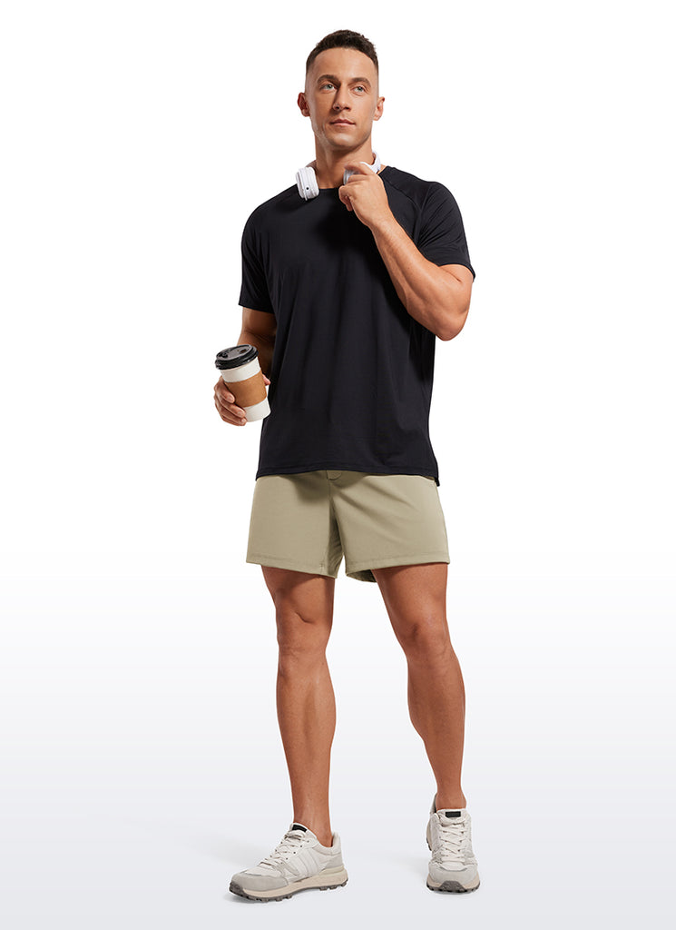 CRZ YOGA Men's Train Relaxed Fit On the Travel Linerless Shorts 5'' Khali Barley