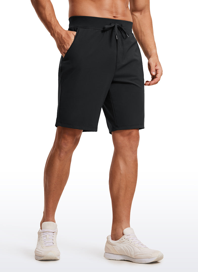 CRZ YOGA Men's Train Relaxed Fit On the Travel Linerless Shorts 9'' Black @model_info:ALE