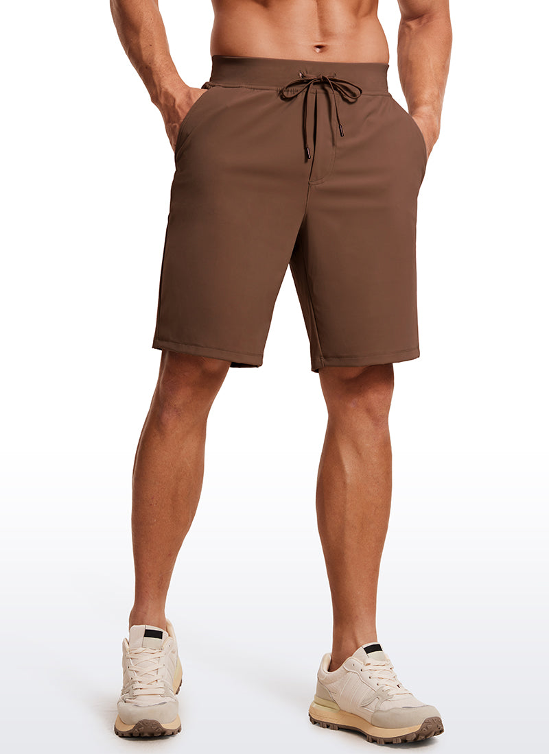 CRZ YOGA Men's Train Relaxed Fit On the Travel Linerless Shorts 9'' Dark Brown
