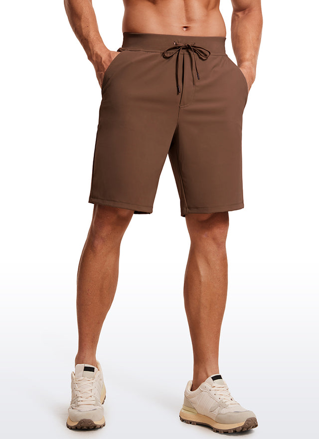 CRZ YOGA Men's Train Relaxed Fit On the Travel Linerless Shorts 9'' Dark Brown