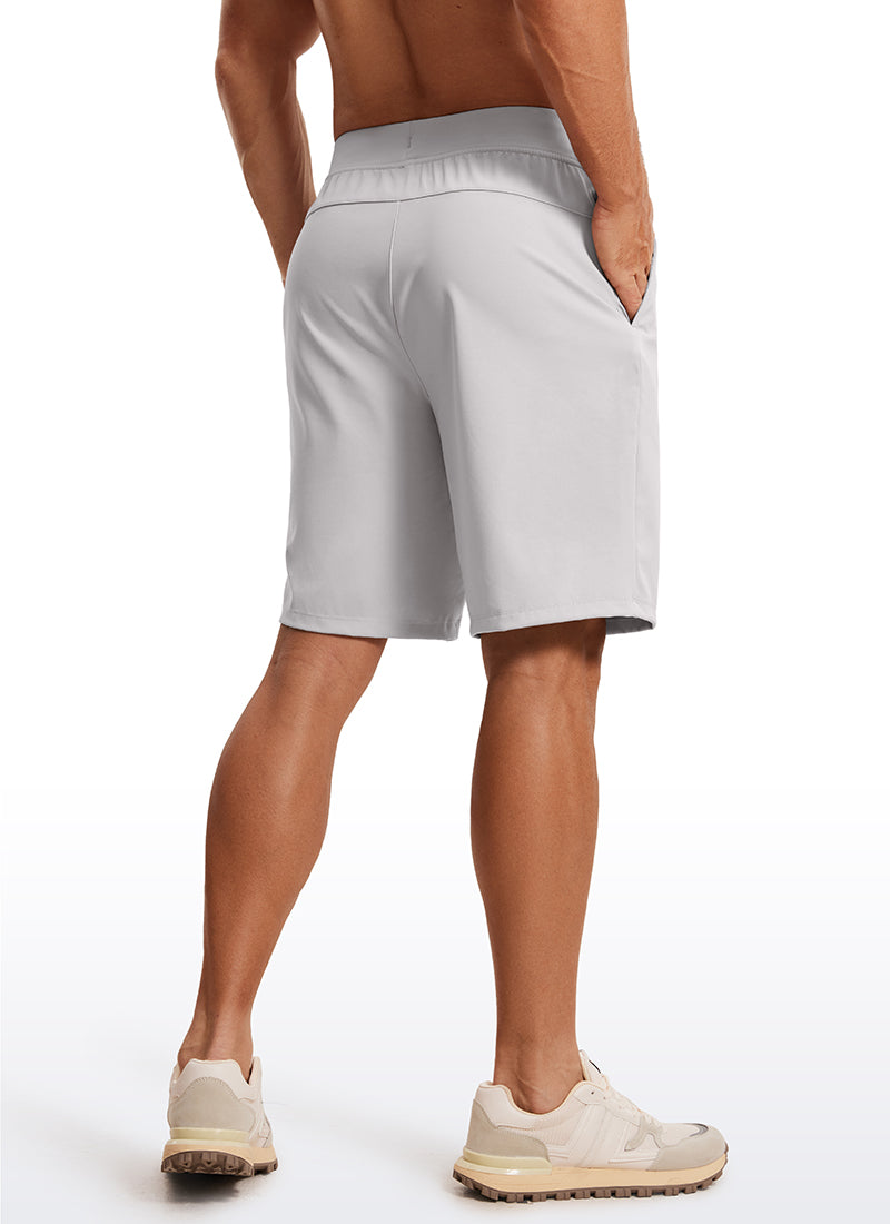 CRZ YOGA Men's Train Relaxed Fit On the Travel Linerless Shorts 9'' Platinum Grey