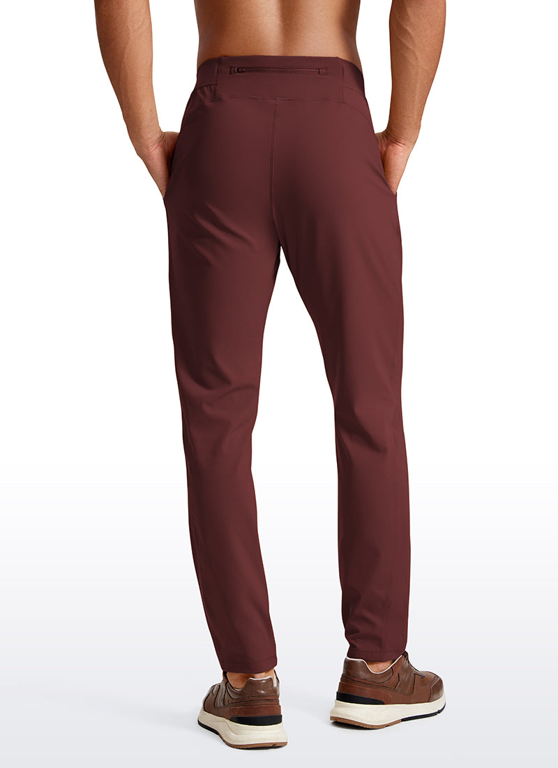 CRZ YOGA Men's Train Relaxed Fit On the Travel Pants 30'' Dark Red 2 @model_info:Jhony
