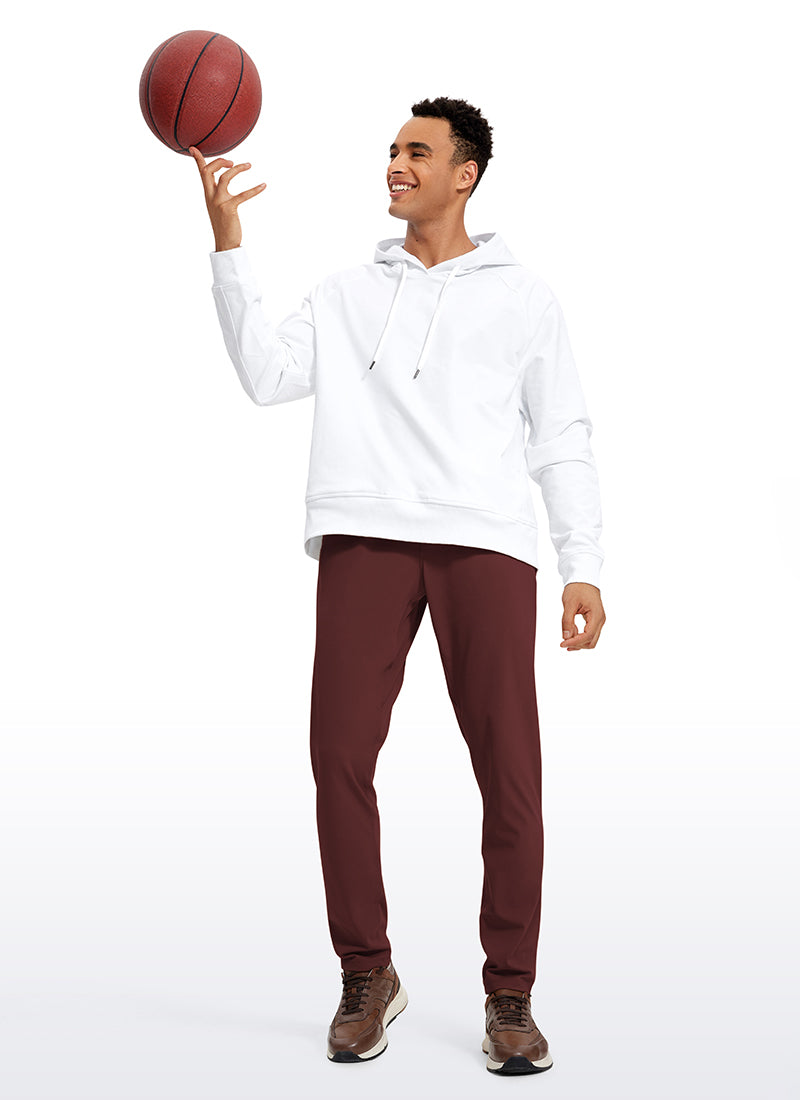 CRZ YOGA Men's Train Relaxed Fit On the Travel Pants 30'' Dark Red 2 @model_info:Jhony