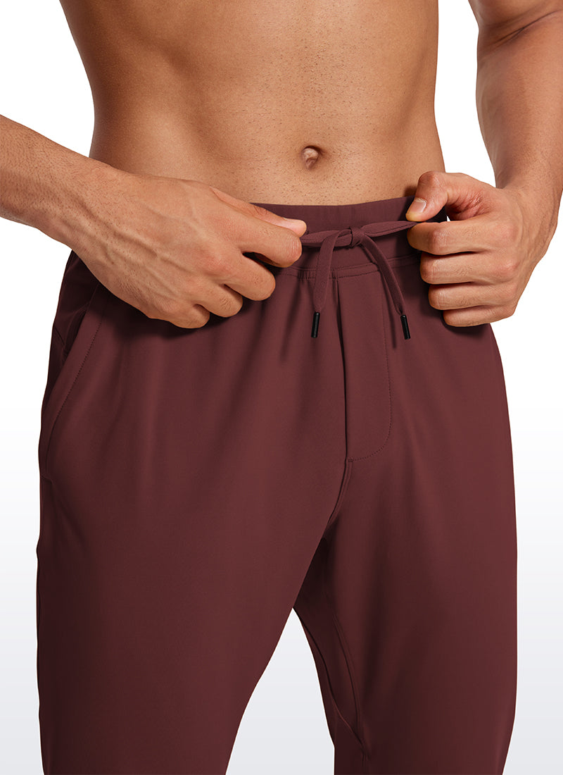 CRZ YOGA Men's Train Relaxed Fit On the Travel Pants 30'' Dark Red 2 @model_info:Jhony