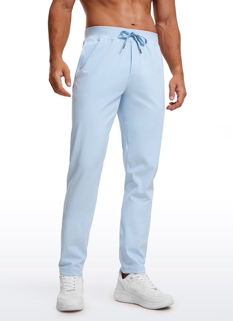 CRZ YOGA Men's Train Relaxed Fit On the Travel Pants 30'' Chambray Blue