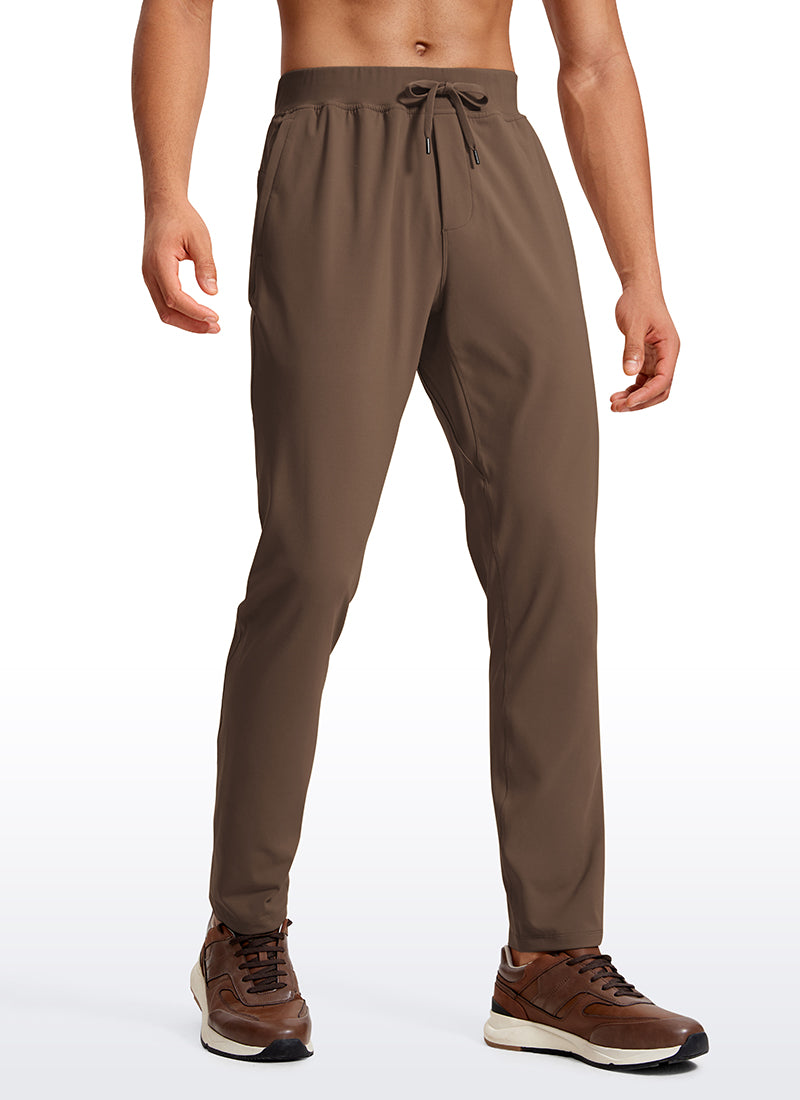CRZ YOGA Men's Train Relaxed Fit On the Travel Pants 30'' Dark Olive Brown