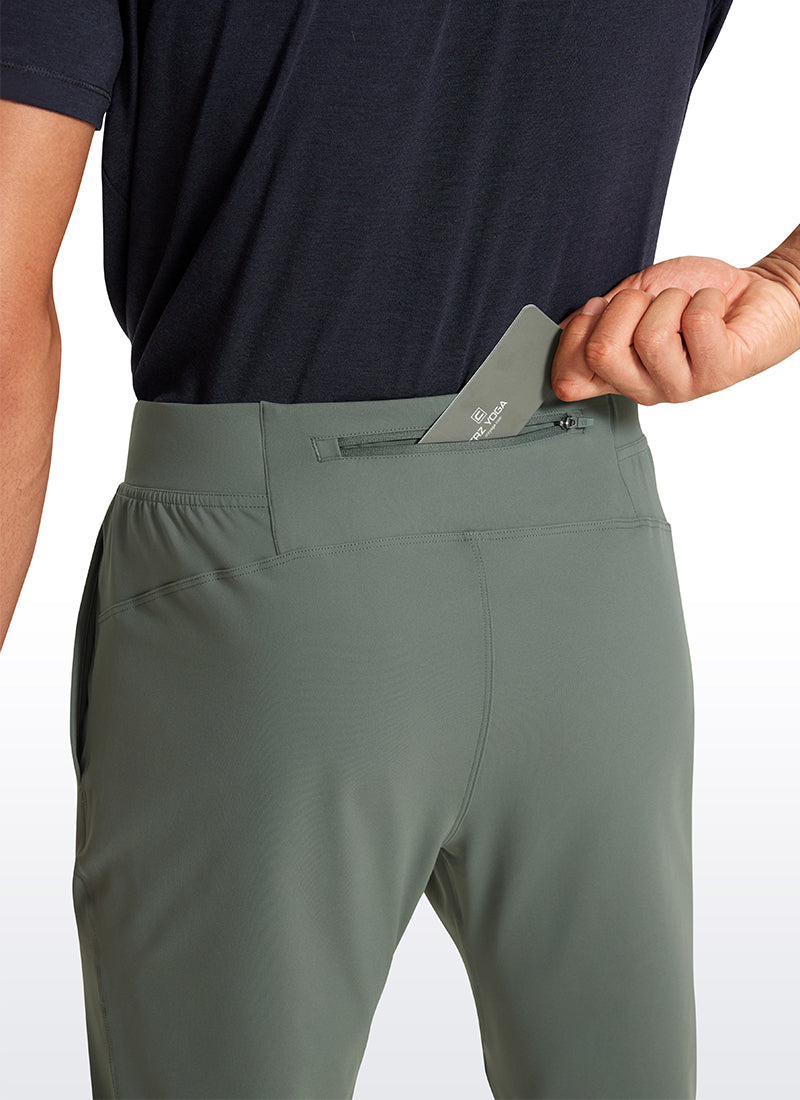 CRZ YOGA Men's Train Relaxed Fit On the Travel Pants 30'' Grey Sage @model_info:Jhony