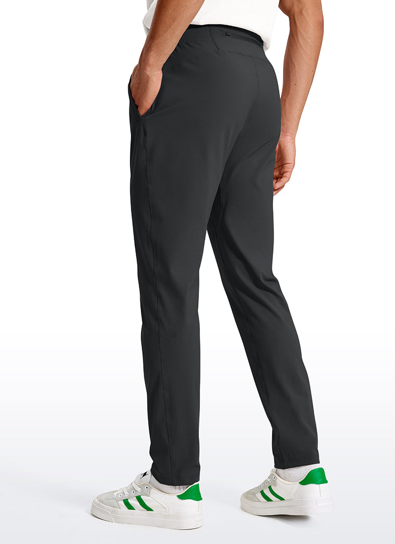 CRZ YOGA Men's Train Relaxed Fit On the Travel Pants 30'' Ink Gray @model_info:Jhony