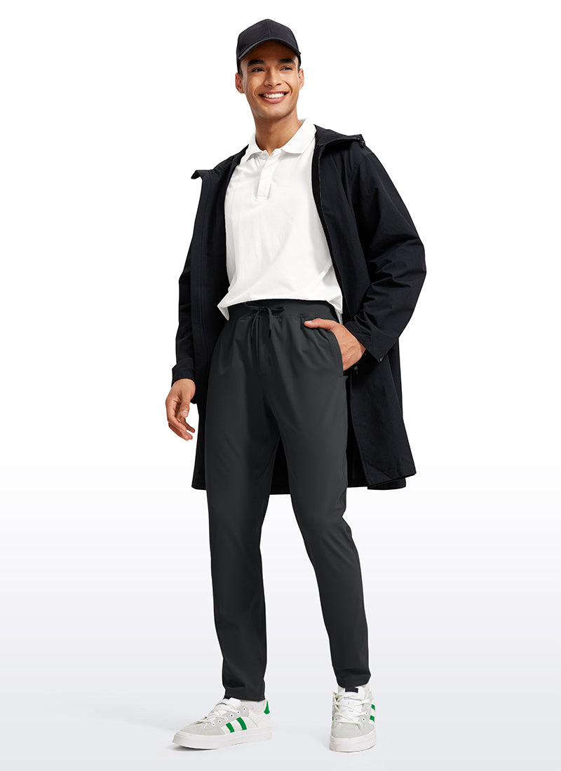 CRZ YOGA Men's Train Relaxed Fit On the Travel Pants 30'' Ink Gray @model_info:Jhony